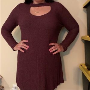 Dark red sweater dress